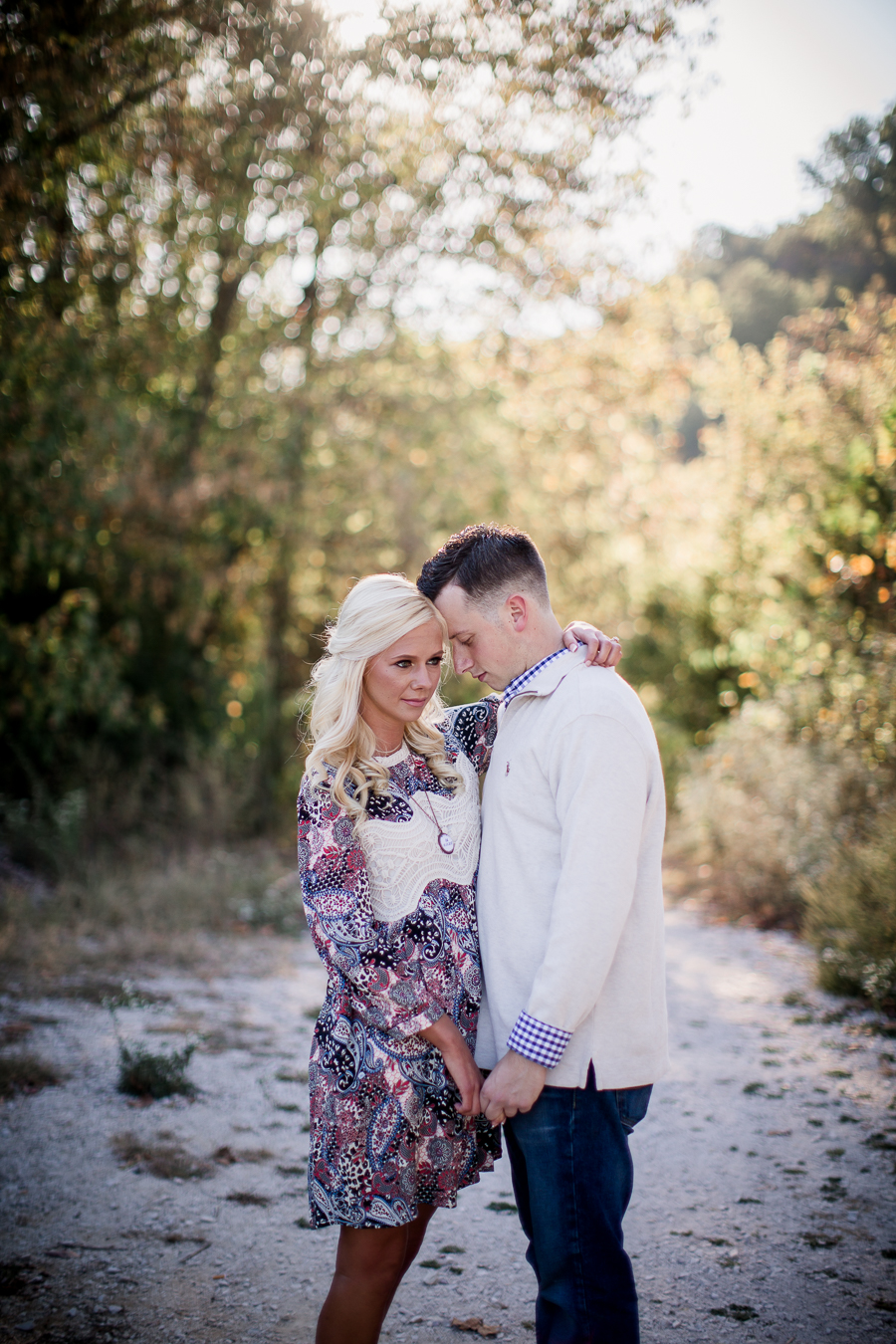 His forehead against her temple engagement photo by Knoxville Wedding Photographer, Amanda May Photos.