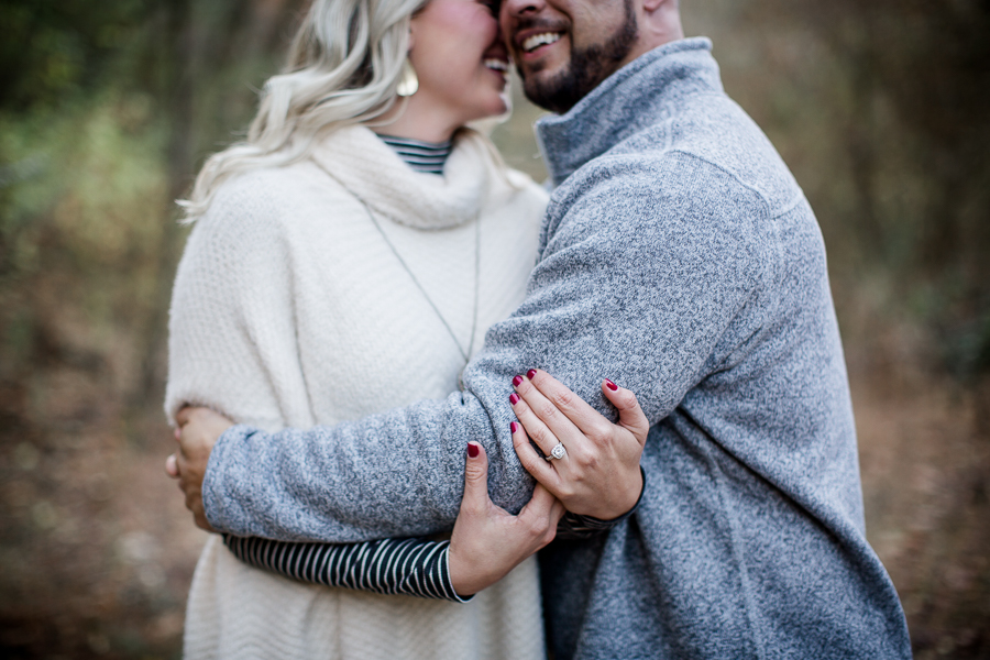 Tight snuggles engagement photo by Knoxville Wedding Photographer, Amanda May Photos.