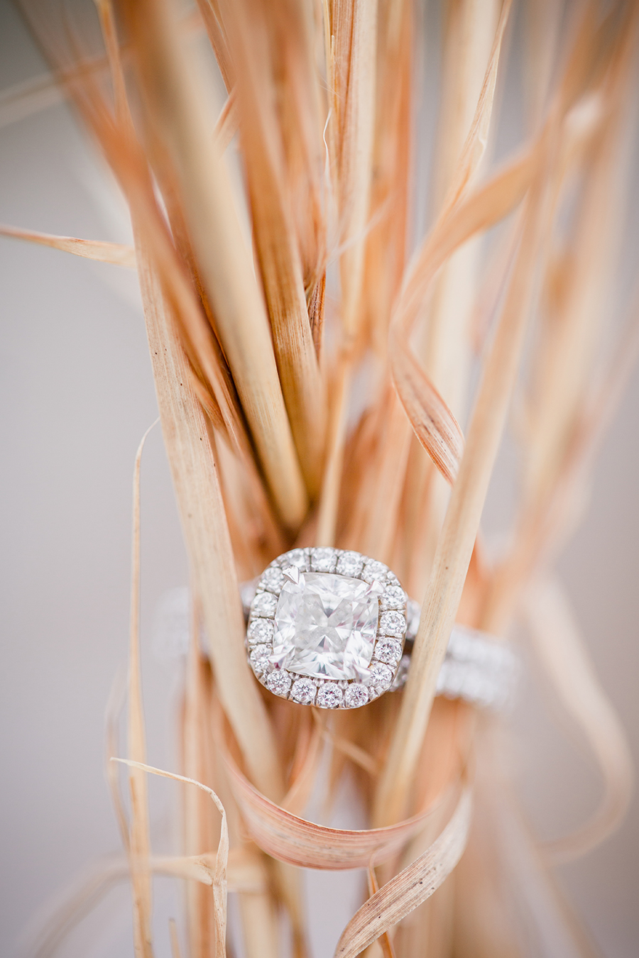Ring on hay bundle engagement photo by Knoxville Wedding Photographer, Amanda May Photos.