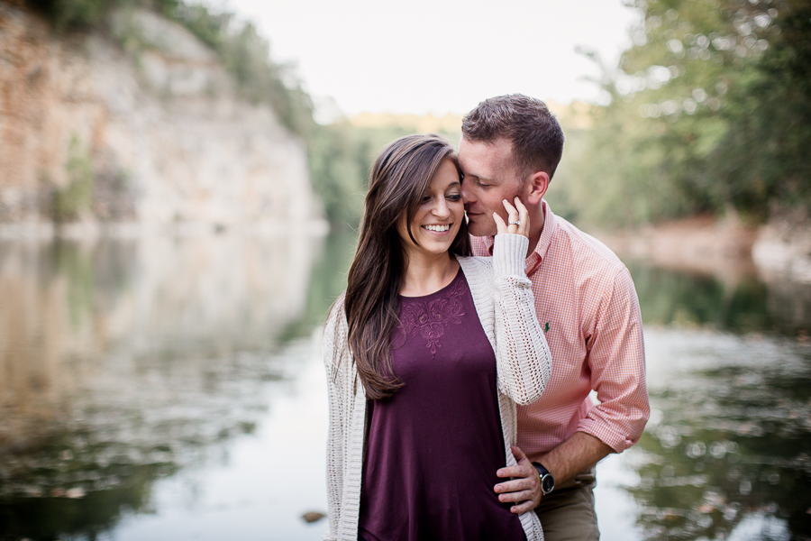 Finger tips on his cheek engagement photo by Knoxville Wedding Photographer, Amanda May Photos.