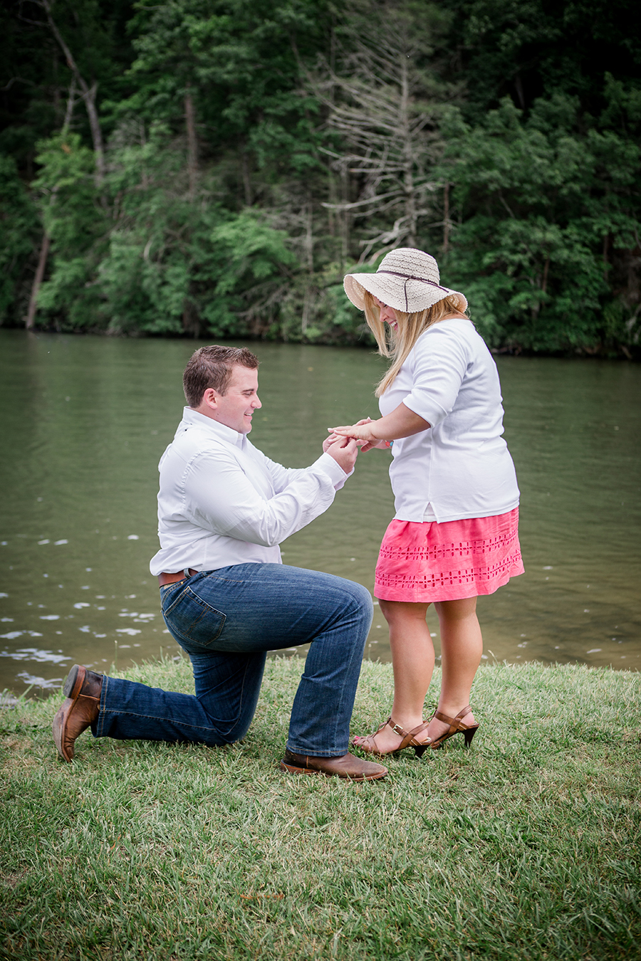 On one knee engagement photo by Knoxville Wedding Photographer, Amanda May Photos.