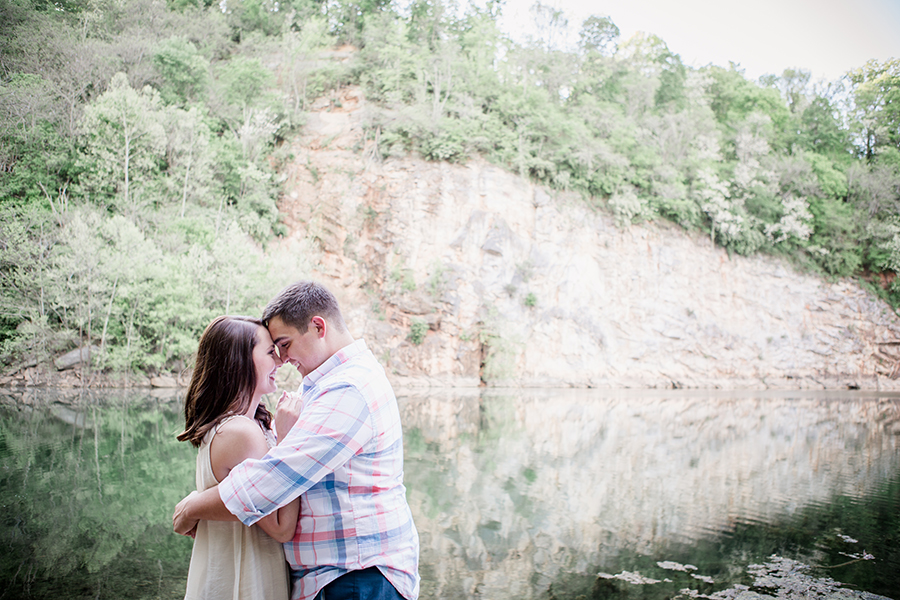 Her arms tucked inside engagement photo by Knoxville Wedding Photographer, Amanda May Photos.