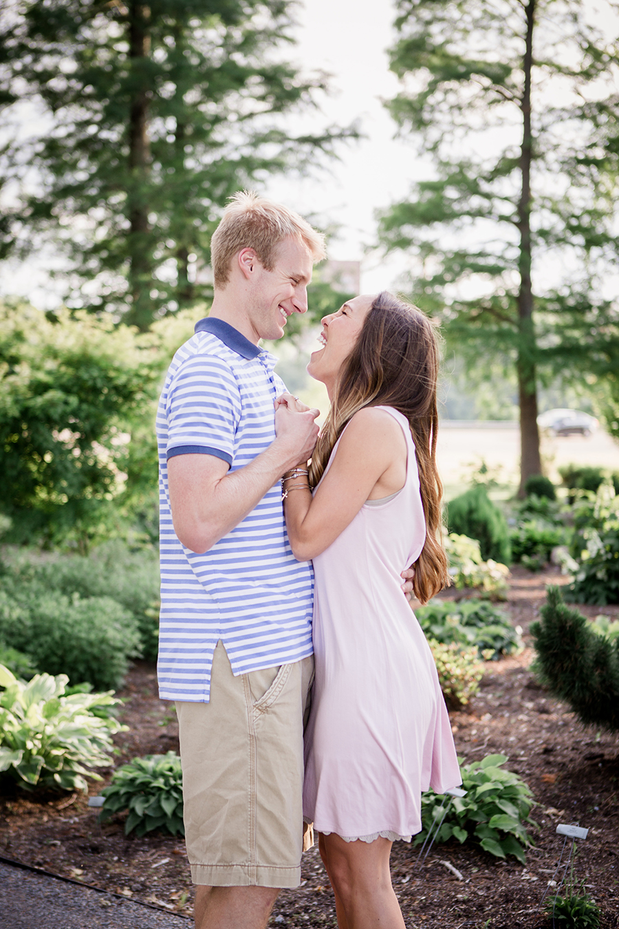 Her mouth open laughing engagement photo by Knoxville Wedding Photographer, Amanda May Photos.