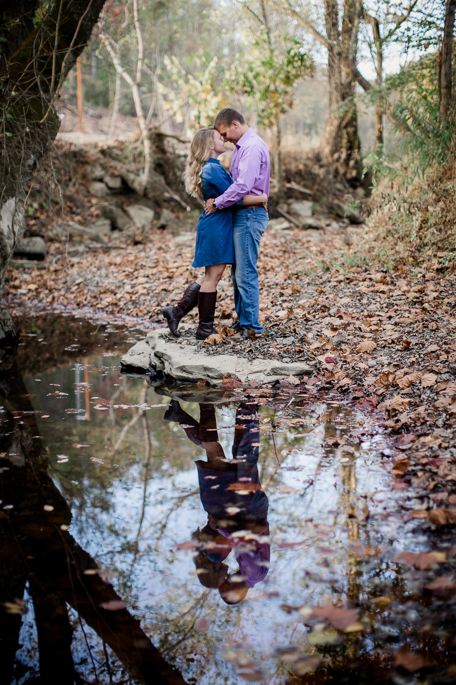 Reflection in a puddle engagement photo by Knoxville Wedding Photographer, Amanda May Photos.