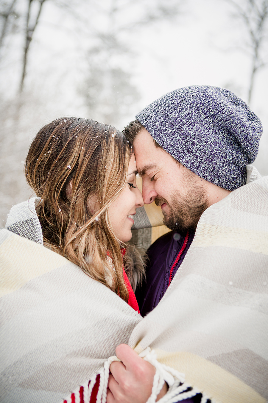 Wrapped up in a blanket engagement photo by Knoxville Wedding Photographer, Amanda May Photos.