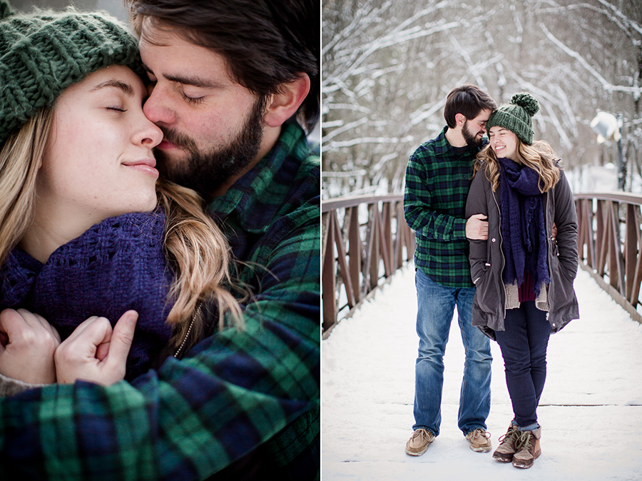 Noses touching in the snow by Knoxville Wedding Photographer, Amanda May Photos.