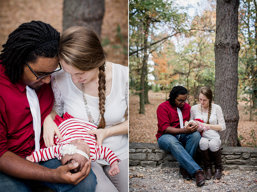 Holding their newborn by Knoxville Wedding Photographer, Amanda May Photos.