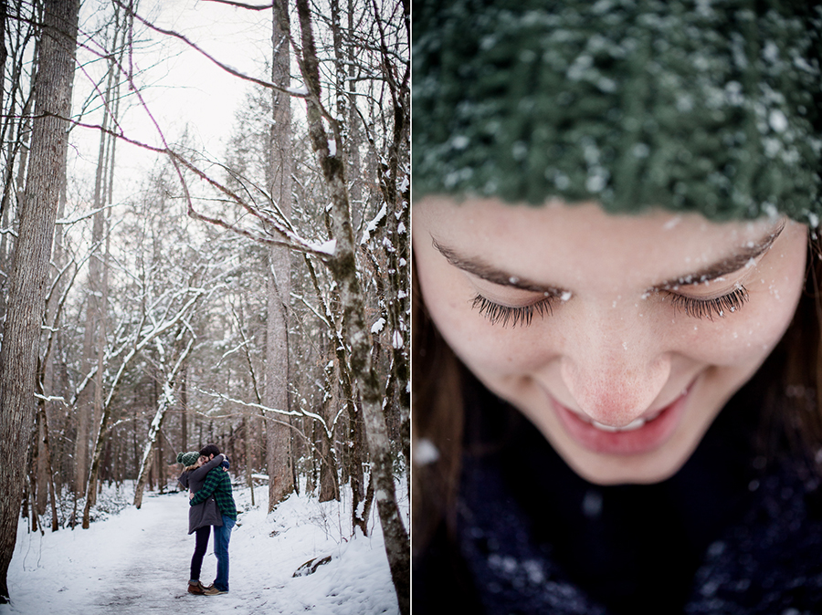 Snow in her eyelashes by Knoxville Wedding Photographer, Amanda May Photos.