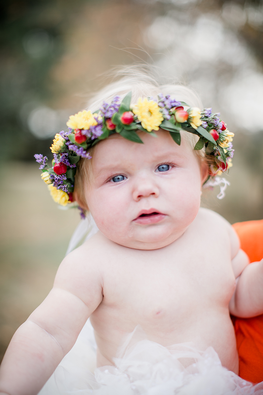 Flower crown and naked baby by Knoxville Wedding Photographer, Amanda May Photos.