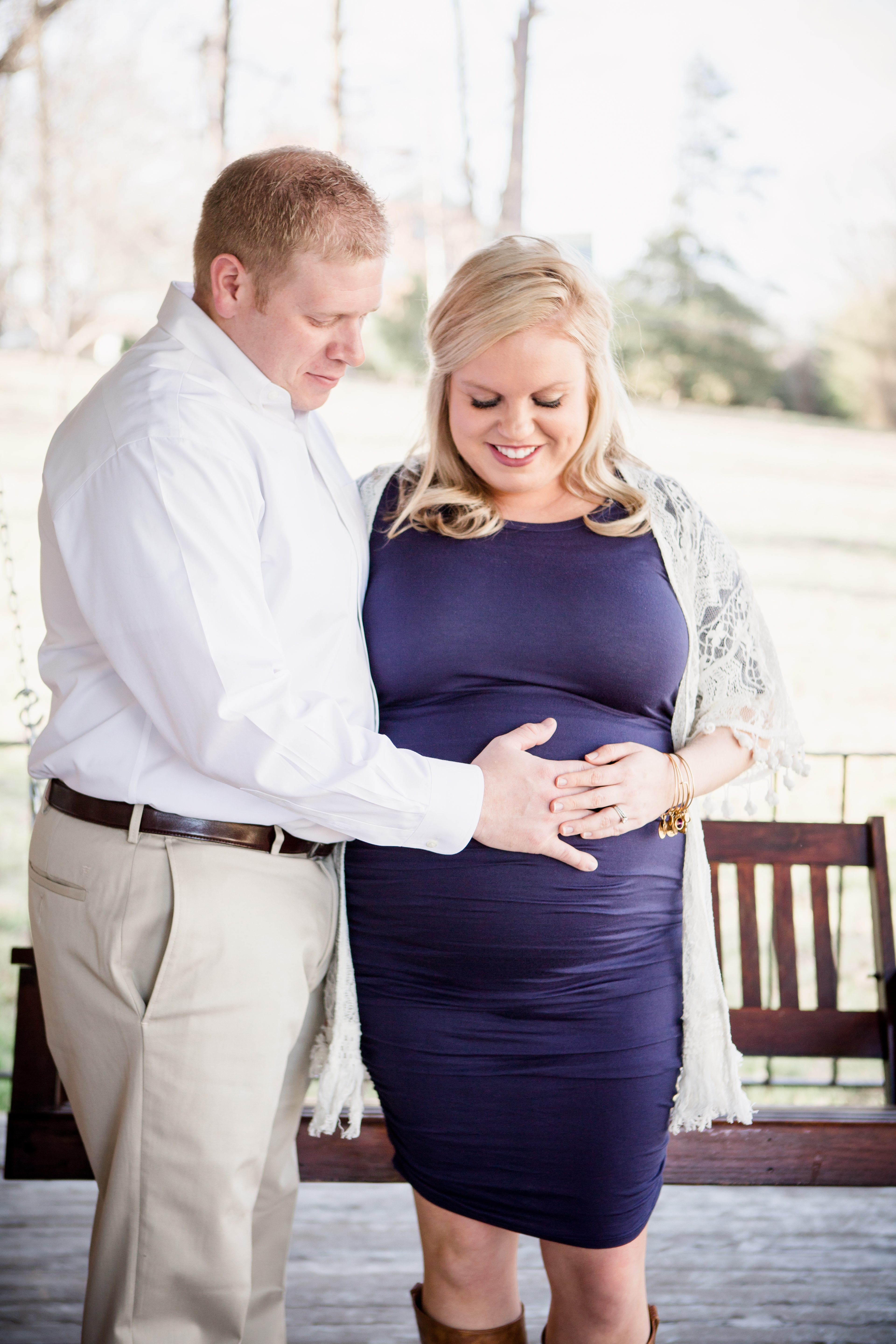 Feeling the baby by Knoxville Wedding Photographer, Amanda May Photos.