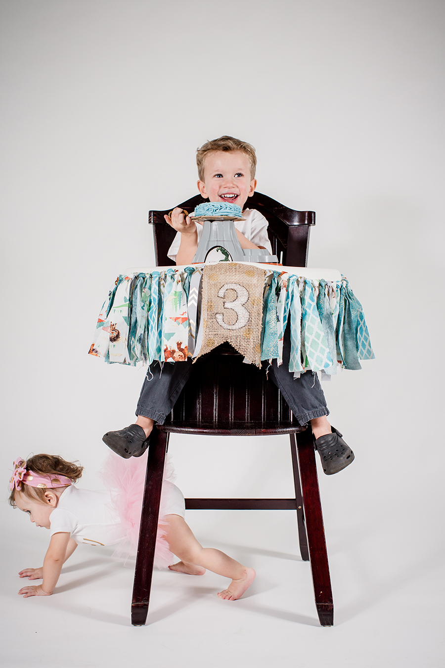 Boy in high chair by Knoxville Wedding Photographer, Amanda May Photos.