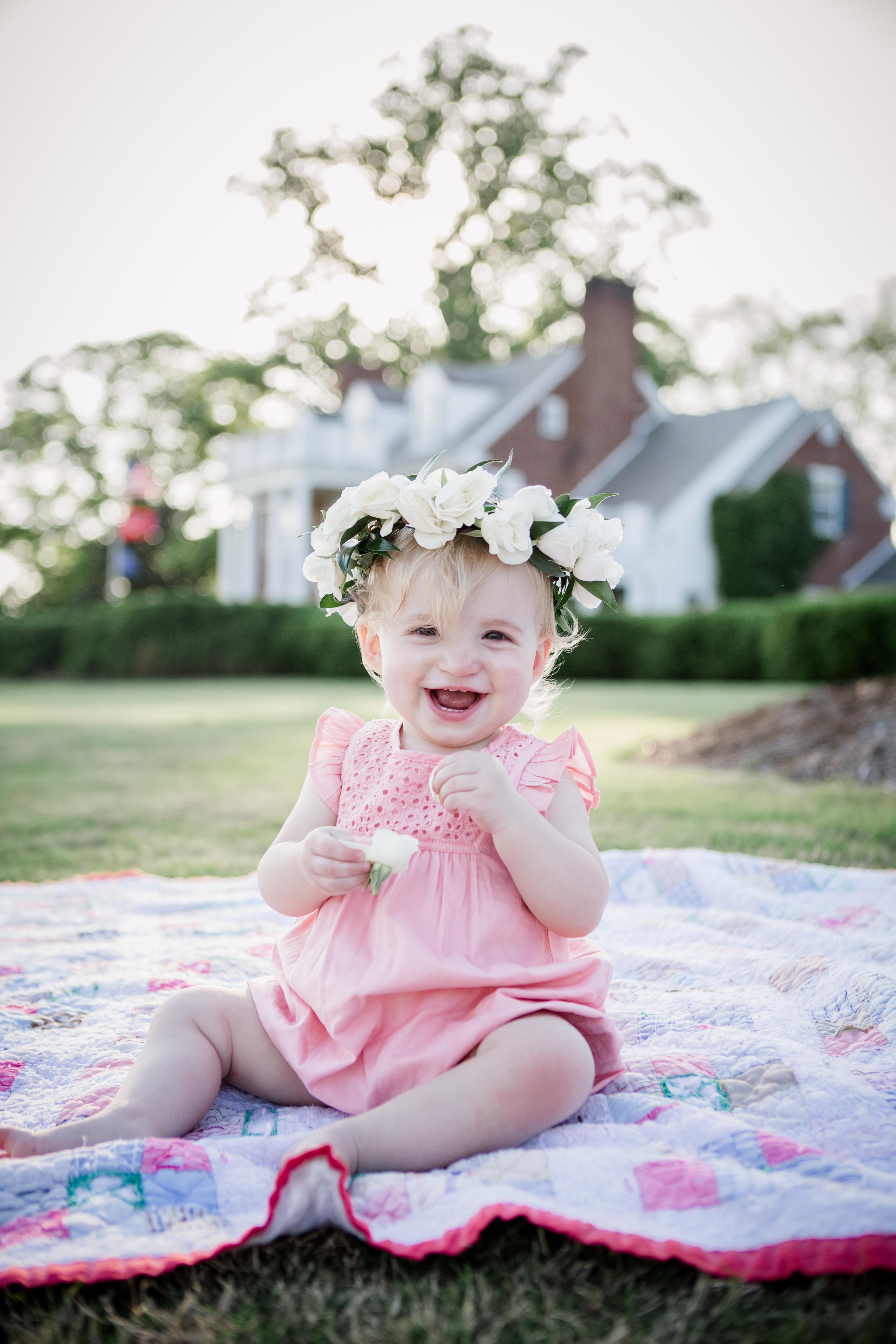 White flower crown by Knoxville Wedding Photographer, Amanda May Photos.