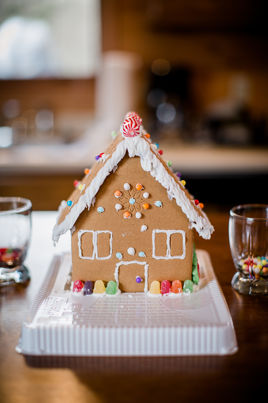 Gingerbread house in a cabin by Knoxville Wedding Photographer, Amanda May Photos.
