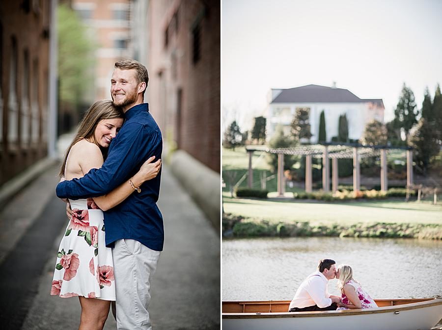 On the pond at this 2018 favorite engagements by Knoxville Wedding Photographer, Amanda May Photos.