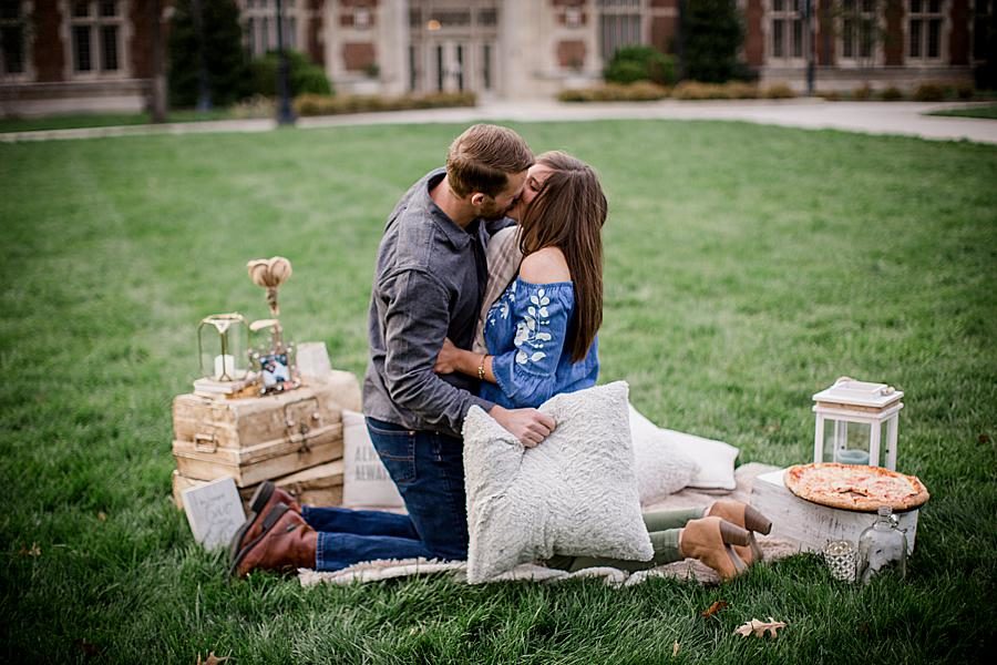 Pillow fight at this 2018 favorite engagements by Knoxville Wedding Photographer, Amanda May Photos.