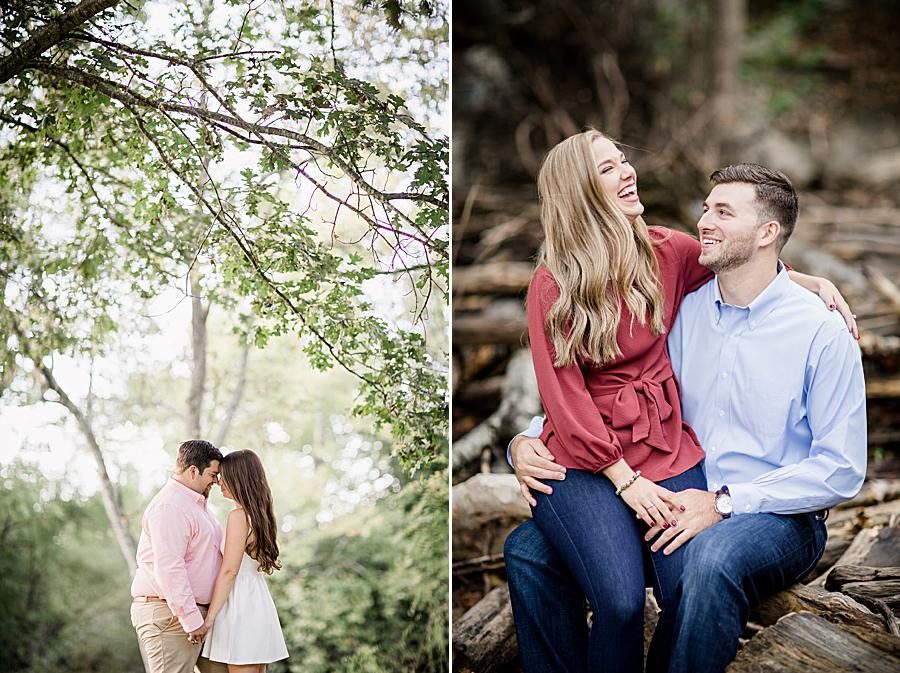 Sitting on fiance’s lap at this 2018 favorite engagements by Knoxville Wedding Photographer, Amanda May Photos.