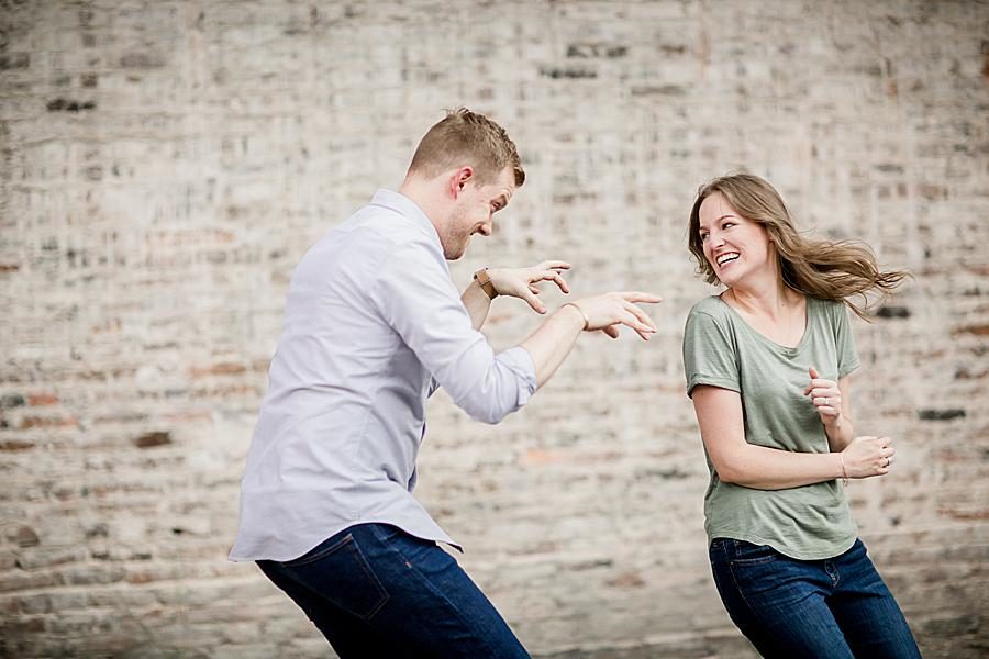Being silly at this 2018 favorite engagements by Knoxville Wedding Photographer, Amanda May Photos.