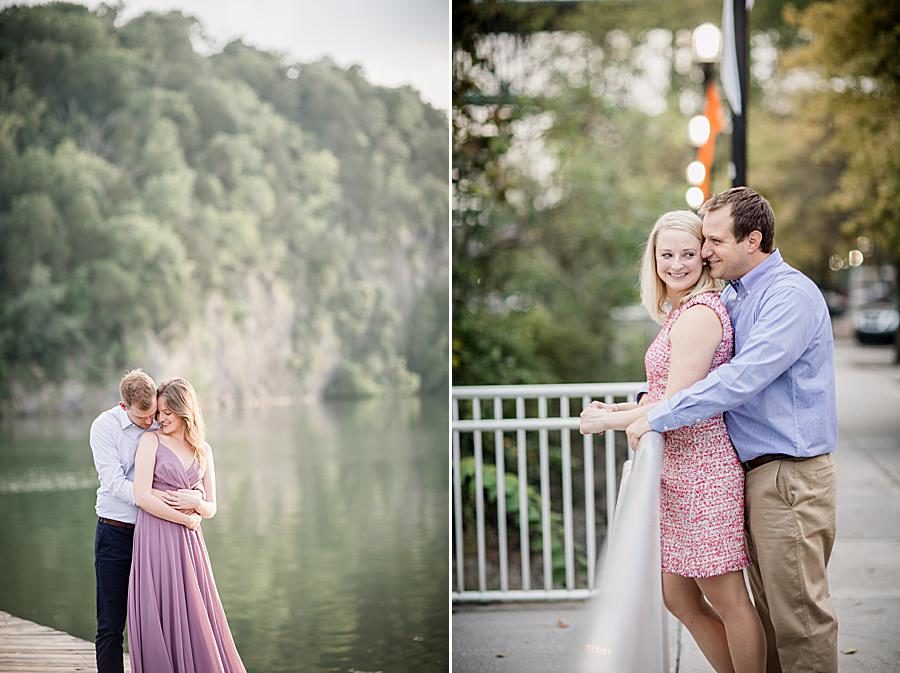 White railing at this 2018 favorite engagements by Knoxville Wedding Photographer, Amanda May Photos.