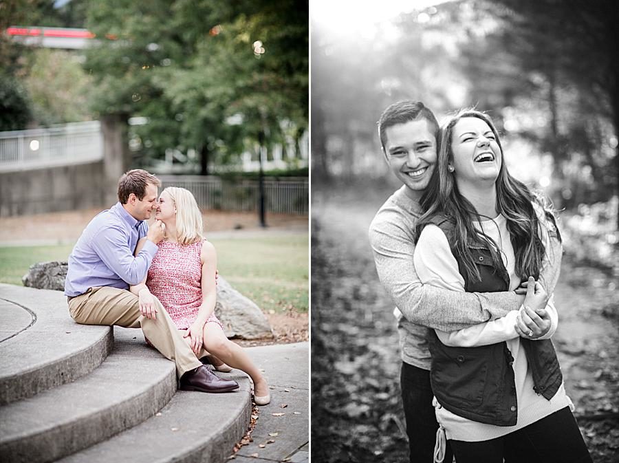 Sitting on stairs at this 2018 favorite engagements by Knoxville Wedding Photographer, Amanda May Photos.