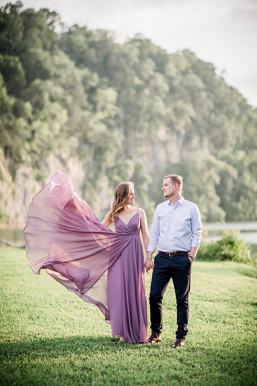 Skirt flip at this 2018 favorite engagements by Knoxville Wedding Photographer, Amanda May Photos.