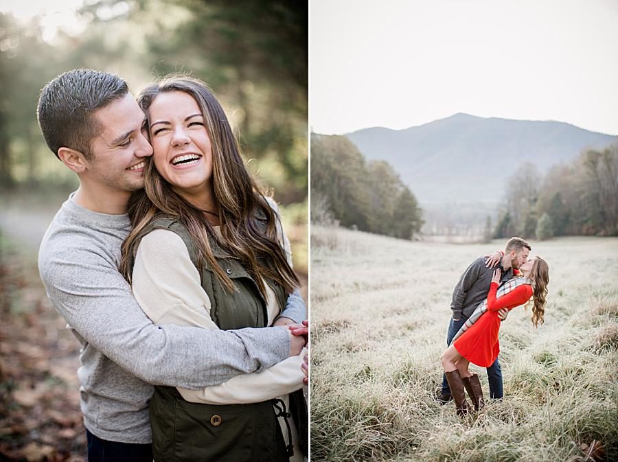 Mountain background at this 2018 favorite engagements by Knoxville Wedding Photographer, Amanda May Photos.
