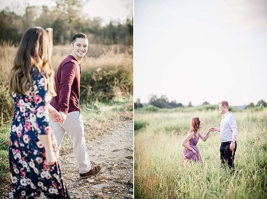 Walking together at this 2018 favorite engagements by Knoxville Wedding Photographer, Amanda May Photos.