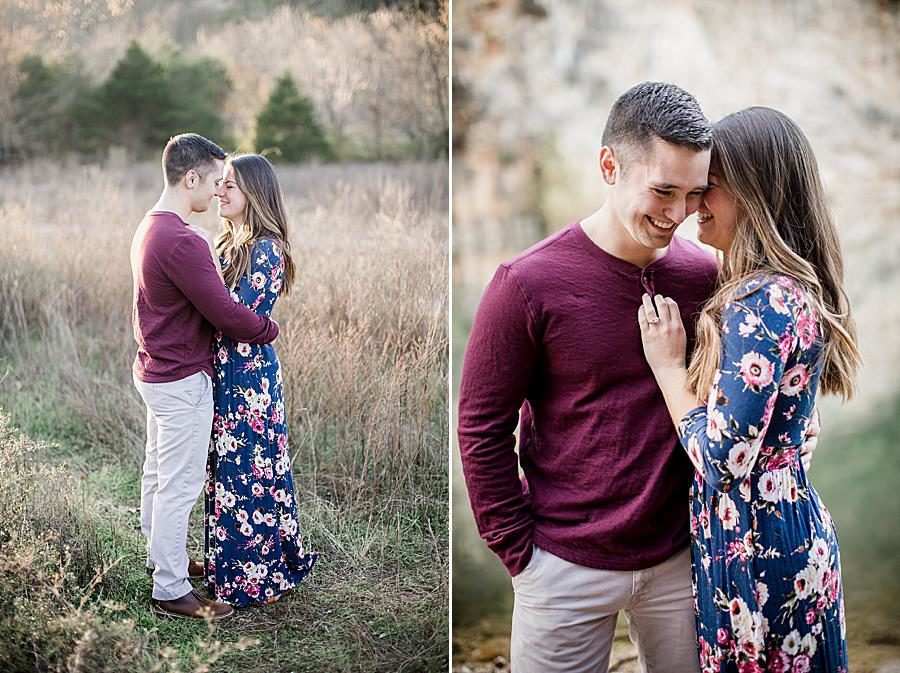 Maroon shirt at this 2018 favorite engagements by Knoxville Wedding Photographer, Amanda May Photos.