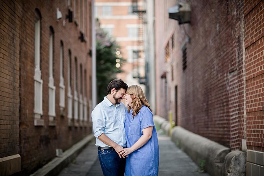 Denim dress at this 2018 favorite engagements by Knoxville Wedding Photographer, Amanda May Photos.