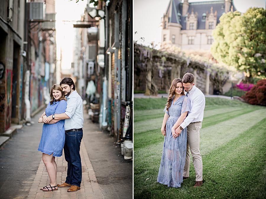 Alleyway at this 2018 favorite engagements by Knoxville Wedding Photographer, Amanda May Photos.