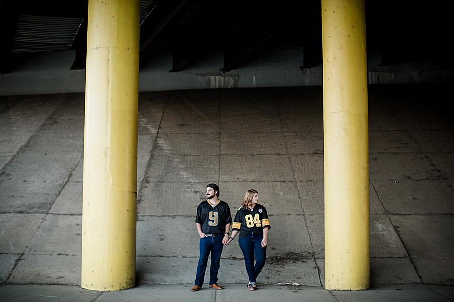 Steelers fans at this 2018 favorite engagements by Knoxville Wedding Photographer, Amanda May Photos.