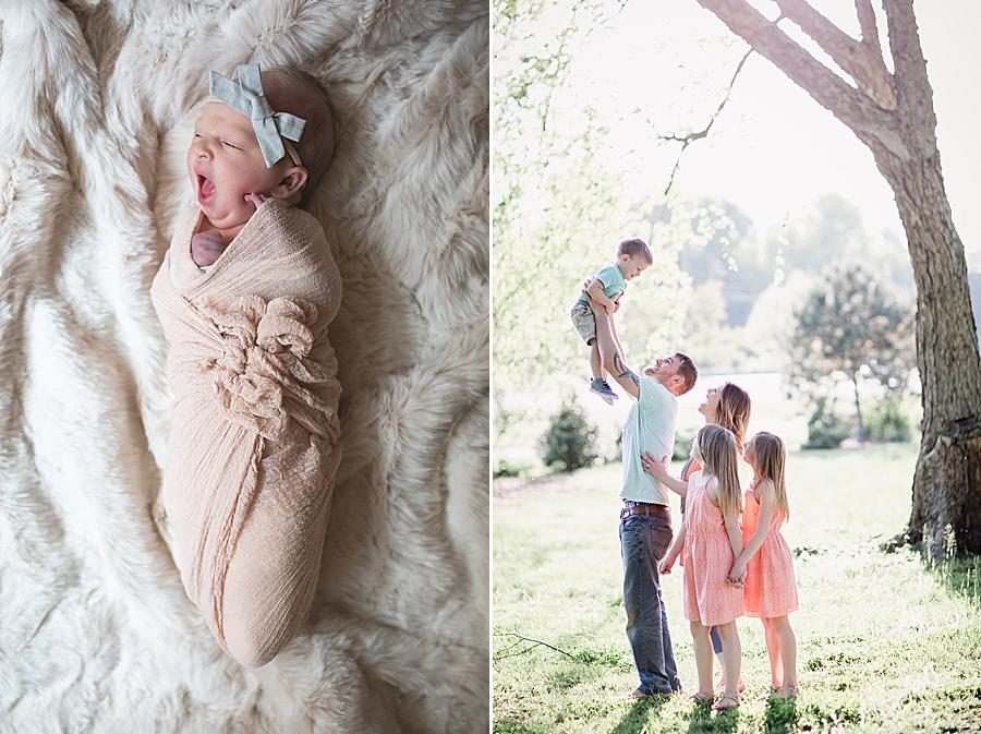 Yawning newborn at this 2018 Favorite Portraits by Knoxville Wedding Photographer, Amanda May Photos.