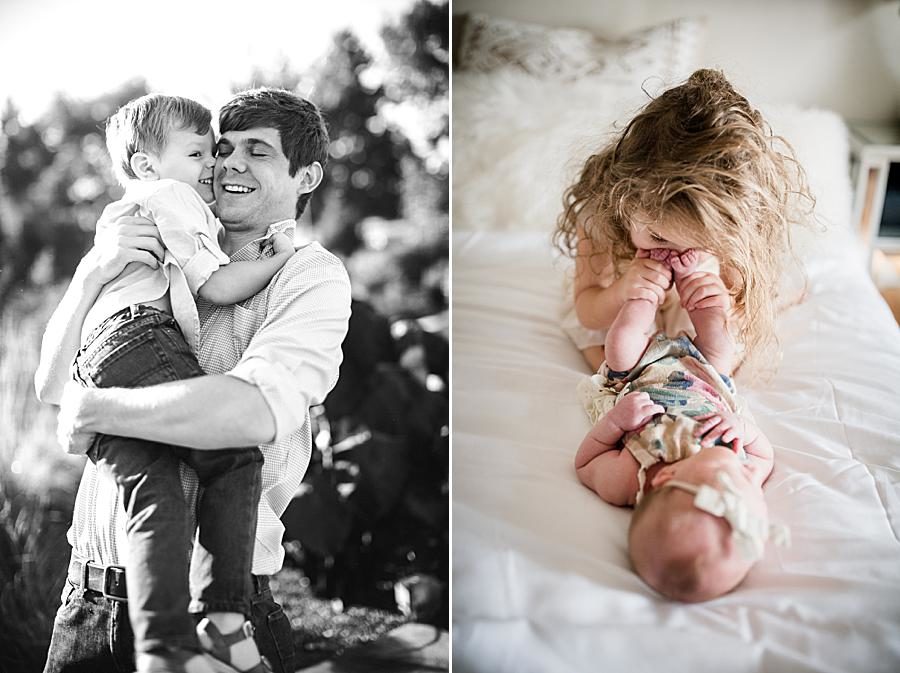 Tickling feet at this 2018 Favorite Portraits by Knoxville Wedding Photographer, Amanda May Photos.