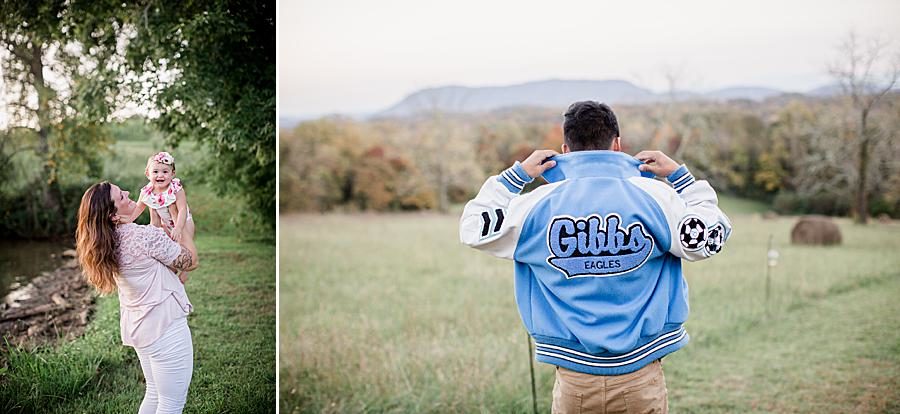 Letterman jacket at this 2018 Favorite Portraits by Knoxville Wedding Photographer, Amanda May Photos.