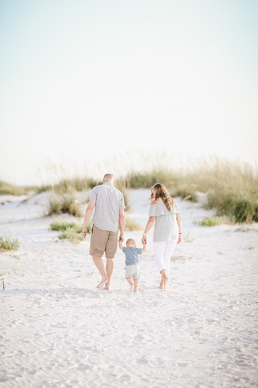 Beach walk at this Family by Knoxville Wedding Photographer, Amanda May Photos.