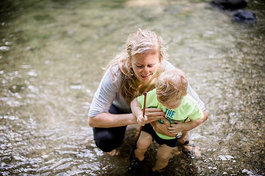 In the water at this Family by Knoxville Wedding Photographer, Amanda May Photos.