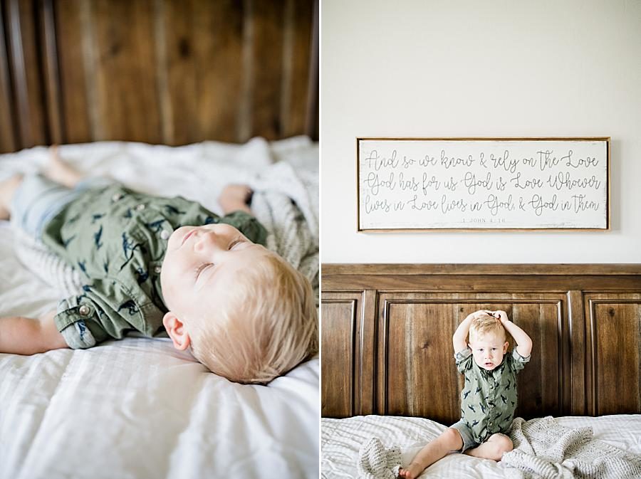 On the bed at this Family by Knoxville Wedding Photographer, Amanda May Photos.