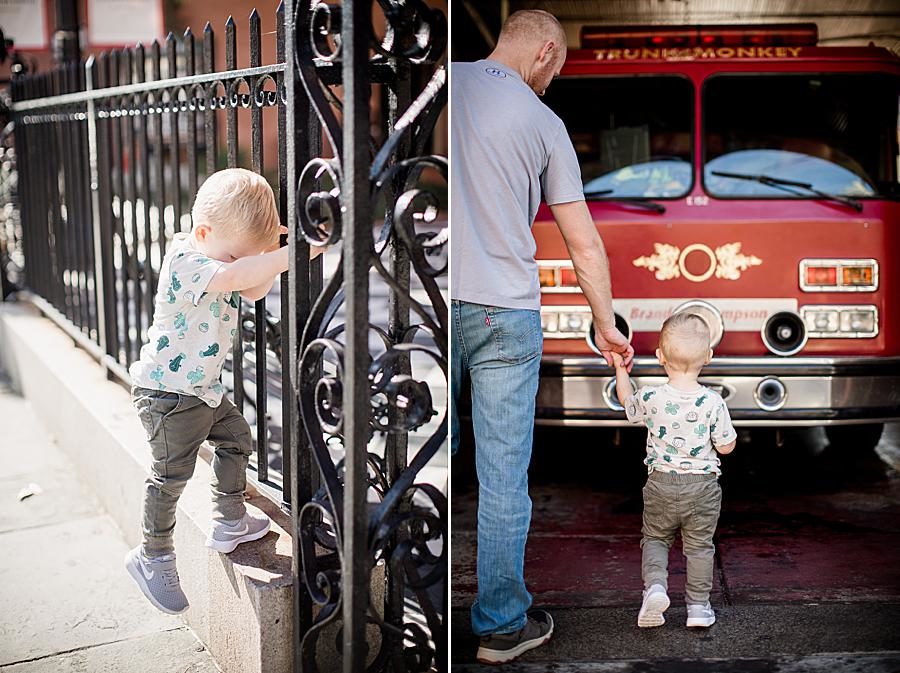Fire truck at this Family by Knoxville Wedding Photographer, Amanda May Photos.
