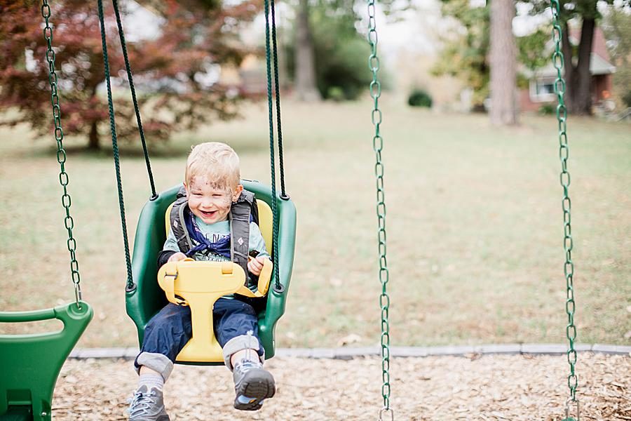 Green swing at this Family by Knoxville Wedding Photographer, Amanda May Photos.