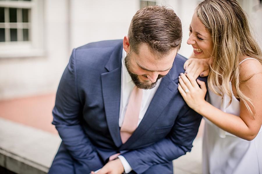 Peach tie at this 2018 favorite engagements by Knoxville Wedding Photographer, Amanda May Photos.
