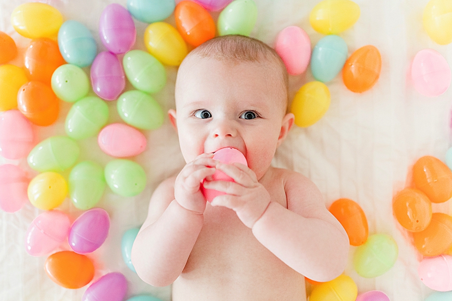 baby eating Easter egg
