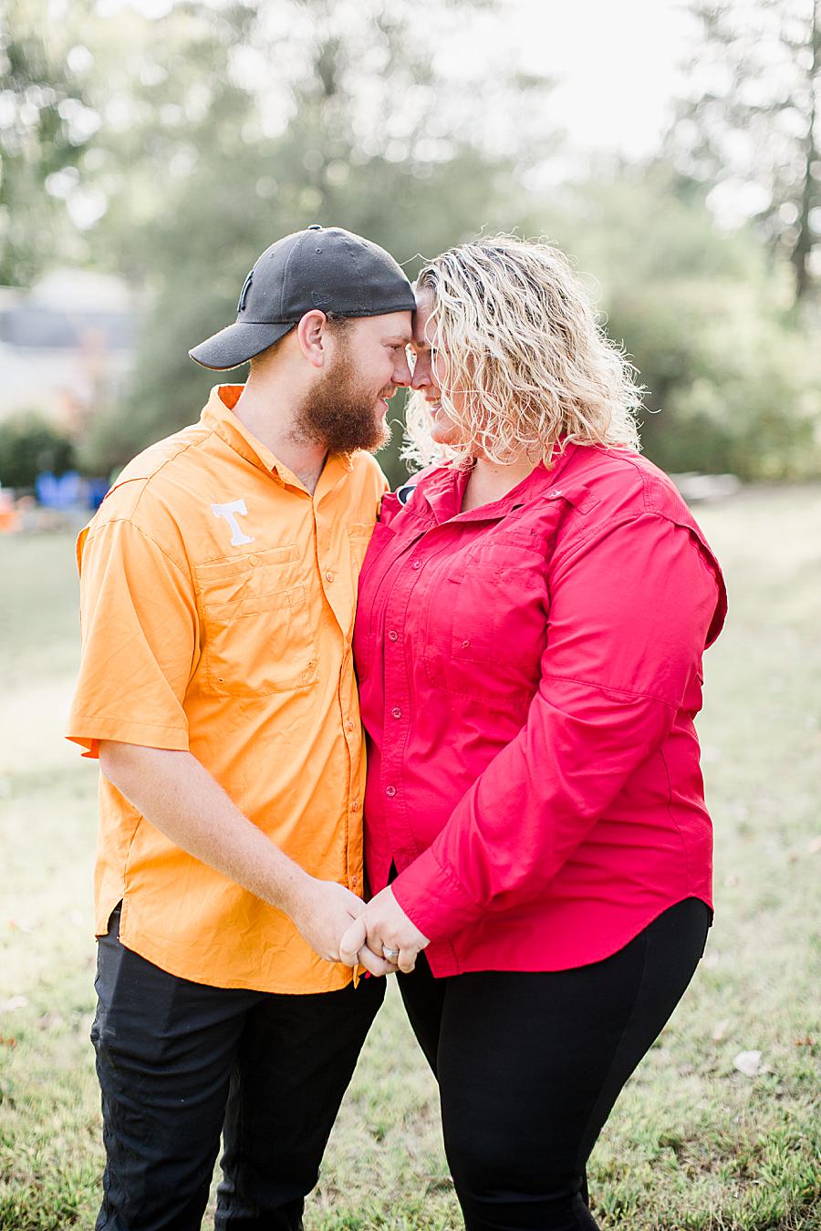 Red and orange shirts at this AMP Cookout by Knoxville Wedding Photographer, Amanda May Photos.
