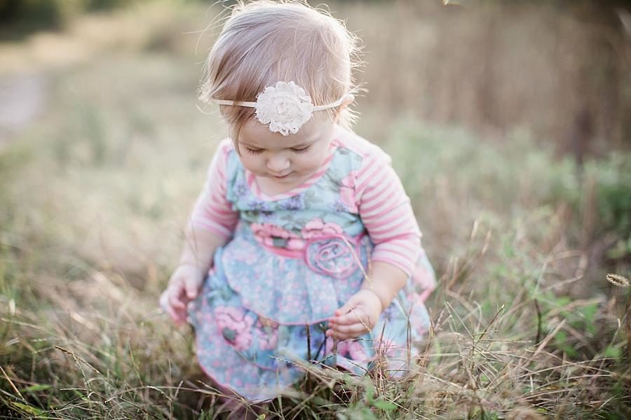 Flower headband at this Meads Quarry 1 Year Old Session by Knoxville Wedding Photographer, Amanda May Photos.