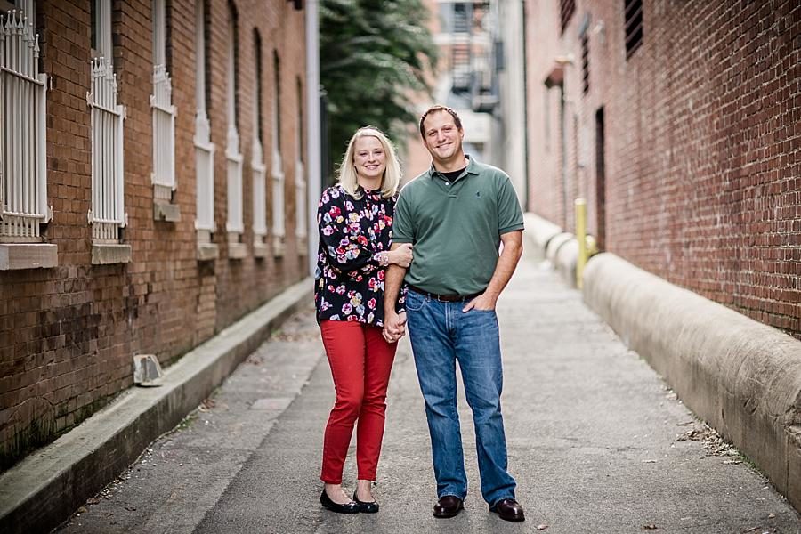 Market Square alley at this Volunteer Landing Engagement Session by Knoxville Wedding Photographer, Amanda May Photos.