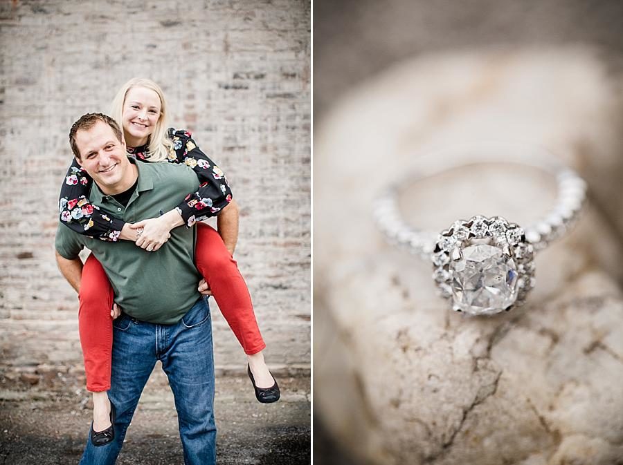 Engagement ring at this Volunteer Landing Engagement Session by Knoxville Wedding Photographer, Amanda May Photos.