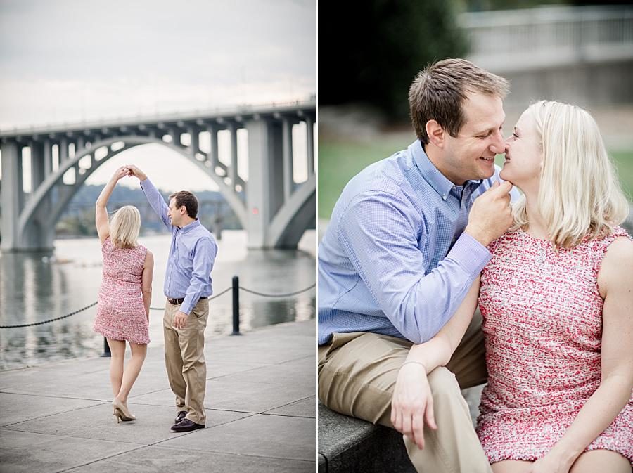 Twirling at this Volunteer Landing Engagement Session by Knoxville Wedding Photographer, Amanda May Photos.