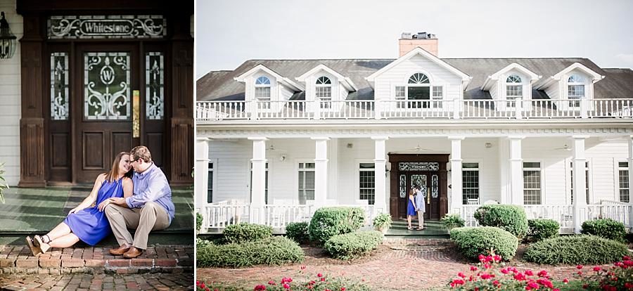 The inn's porch at this Whitestone Country Inn Engagement Session by Knoxville Wedding Photographer, Amanda May Photos.