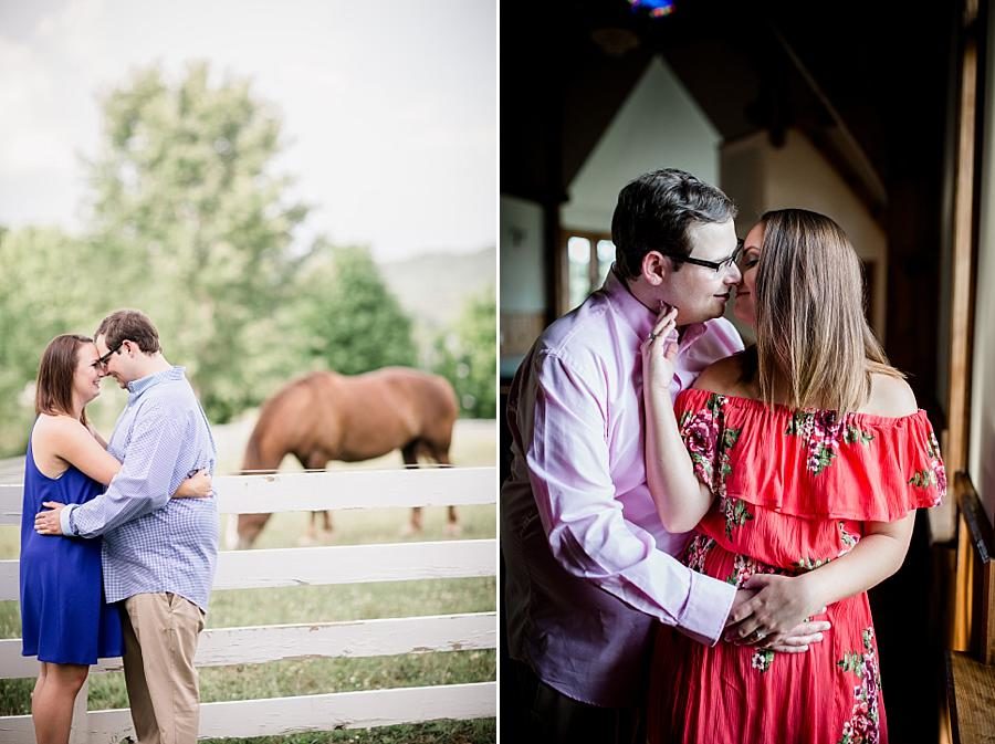 In the barn at this Whitestone Country Inn Engagement Session by Knoxville Wedding Photographer, Amanda May Photos.