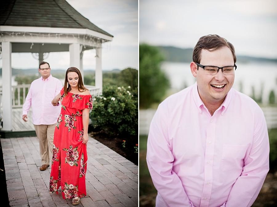 Bride leading groom at this Whitestone Country Inn Engagement Session by Knoxville Wedding Photographer, Amanda May Photos.