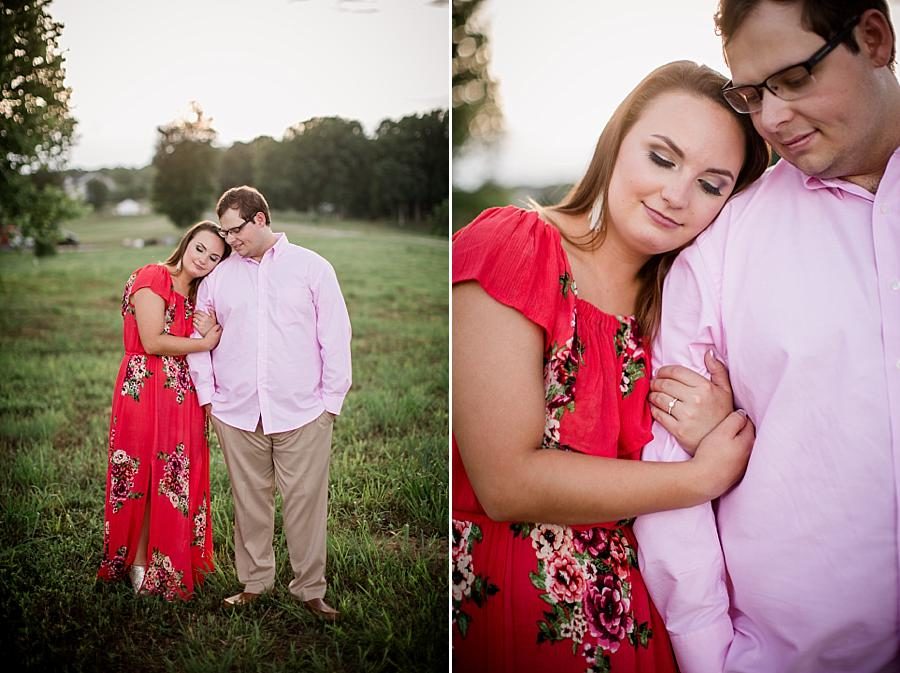 Pink button up shirt at this Whitestone Country Inn Engagement Session by Knoxville Wedding Photographer, Amanda May Photos.
