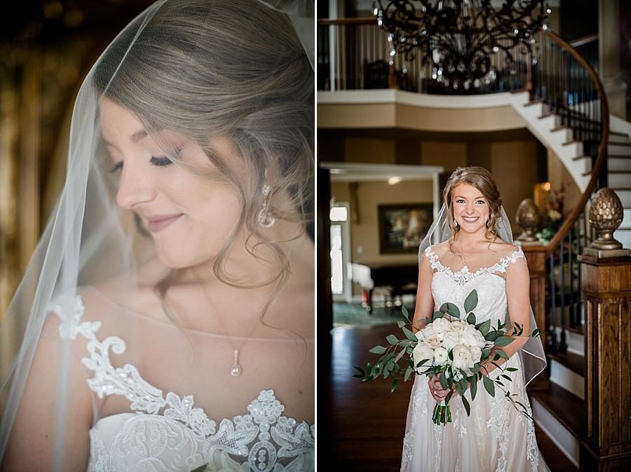 Ornate staircase at this Castleton Farms Bridal session by Knoxville Wedding Photographer, Amanda May Photos.